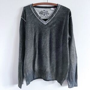 Parasuco men's wool blend sweater XXL v-neck distressed grey